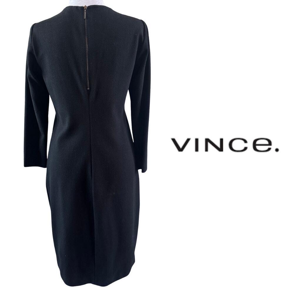 Vince Jet Black Midweight Knit Bodycon Long Sleeve Dress Medium M EUC Winter - Picture 6 of 12